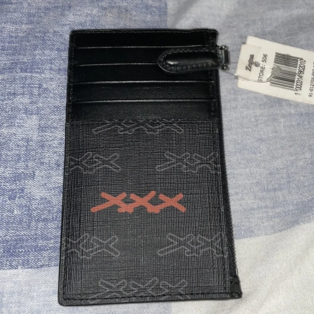 COPY - NWT! Ermenegildo Zegna couture leather zip case.